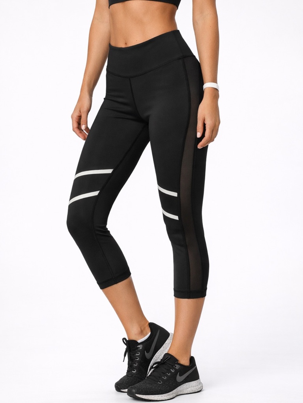 Zyia Reflective Crop Capri Leggings Black Size 12 High Rise Athletic